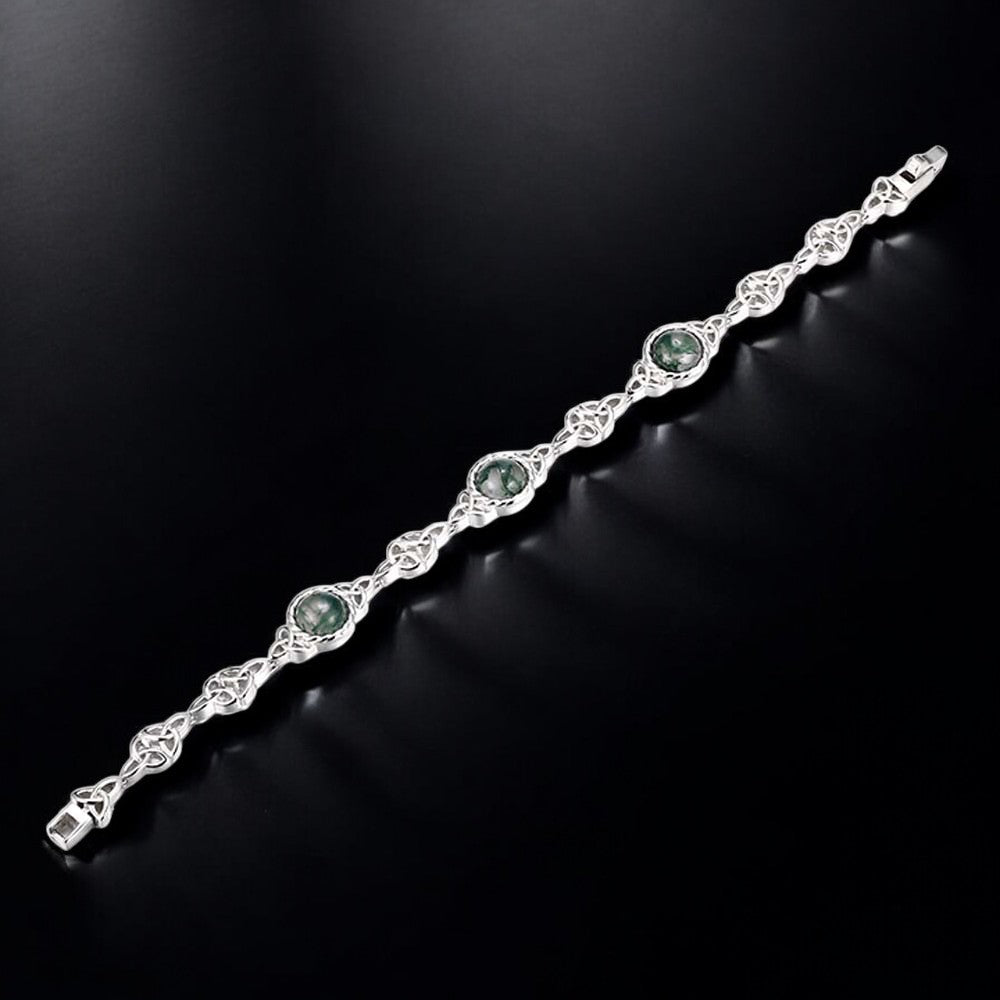 Moss Agate Trinity Bracelet