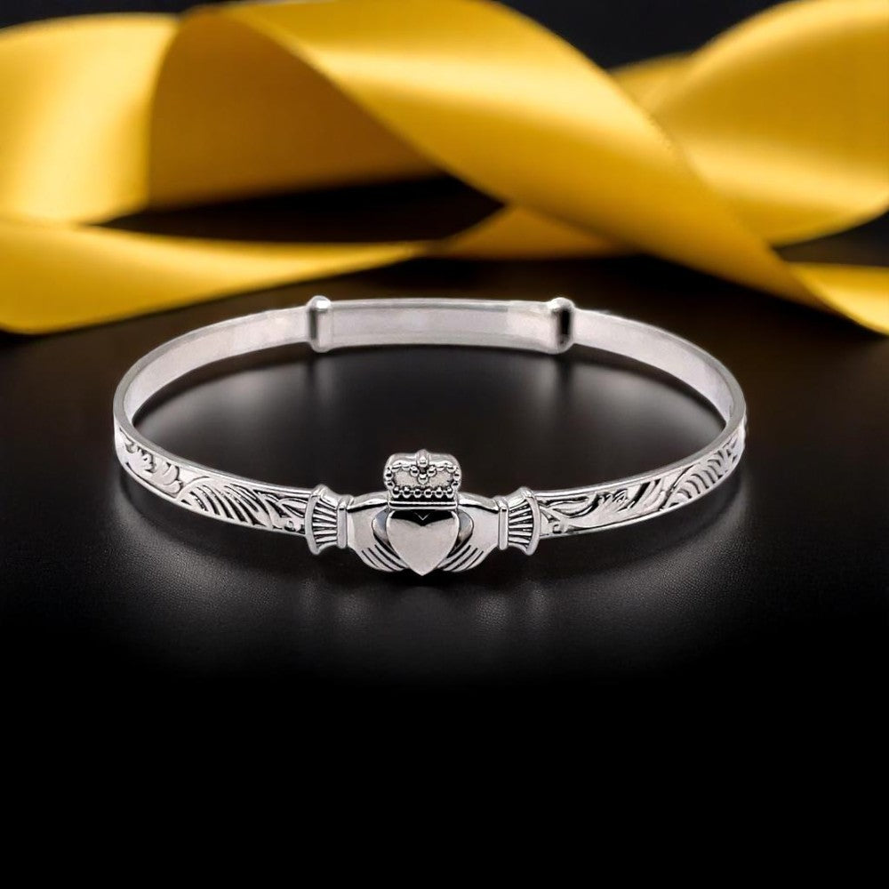 Silver Bangle Baby Claddagh