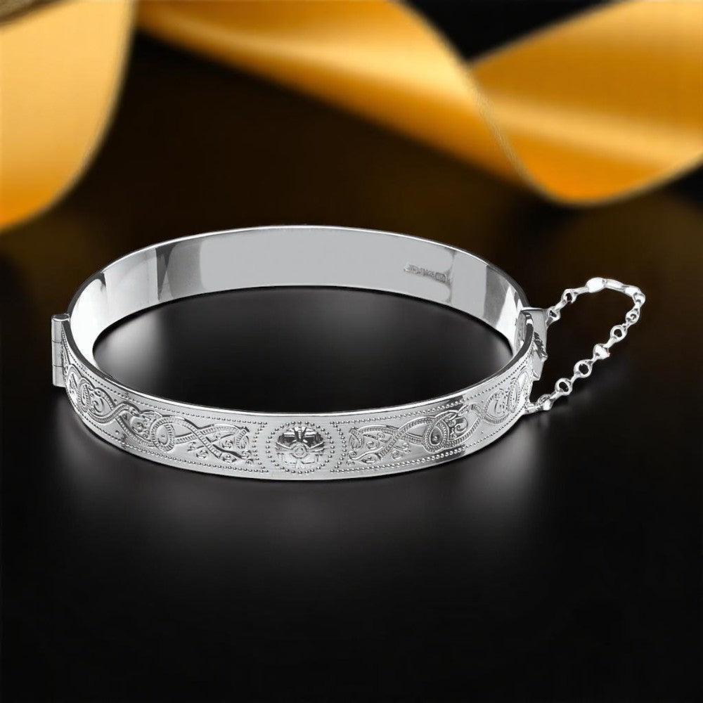Silver Bangle Warrior Shield Plain