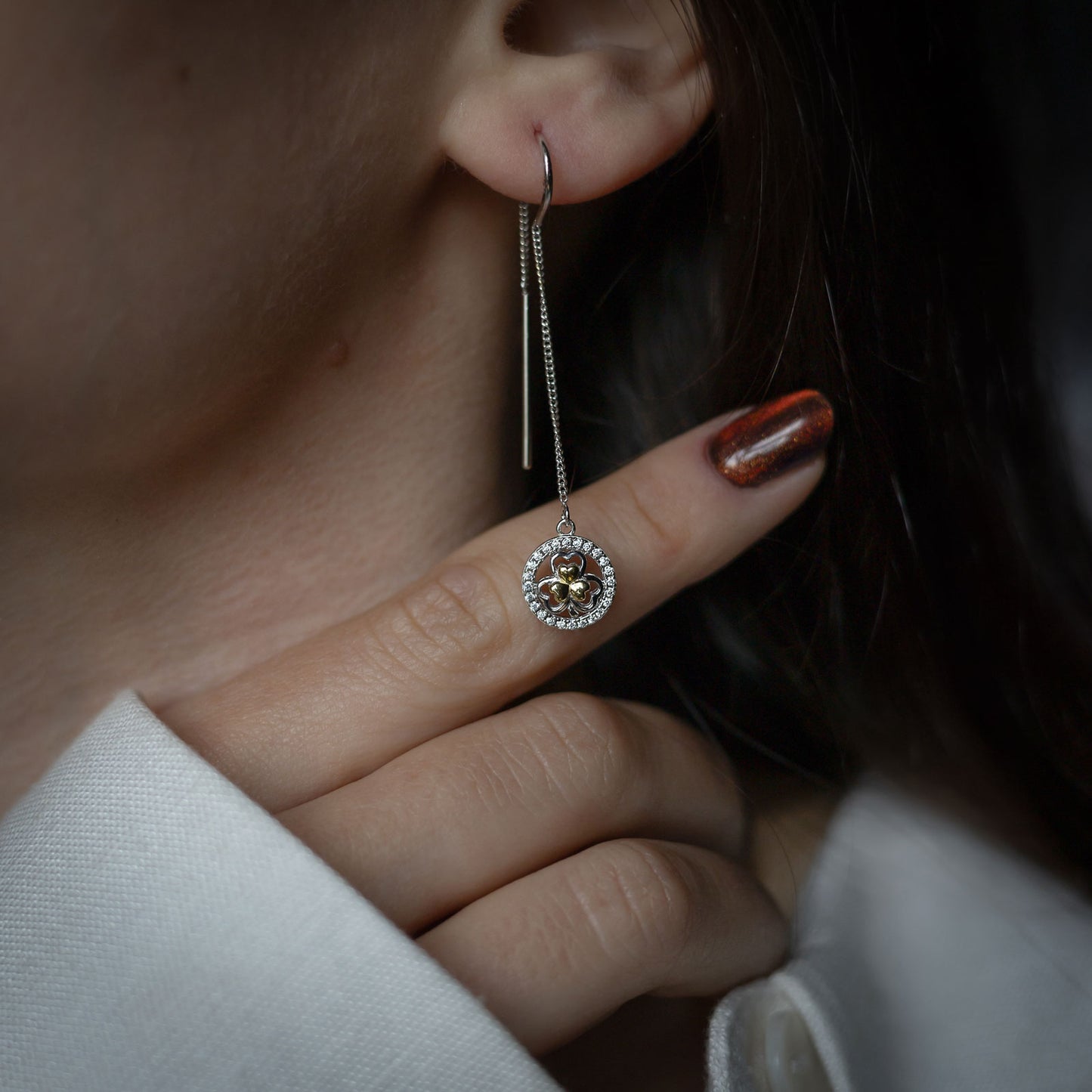 Two Tone Shamrock Earrings - Pull Through