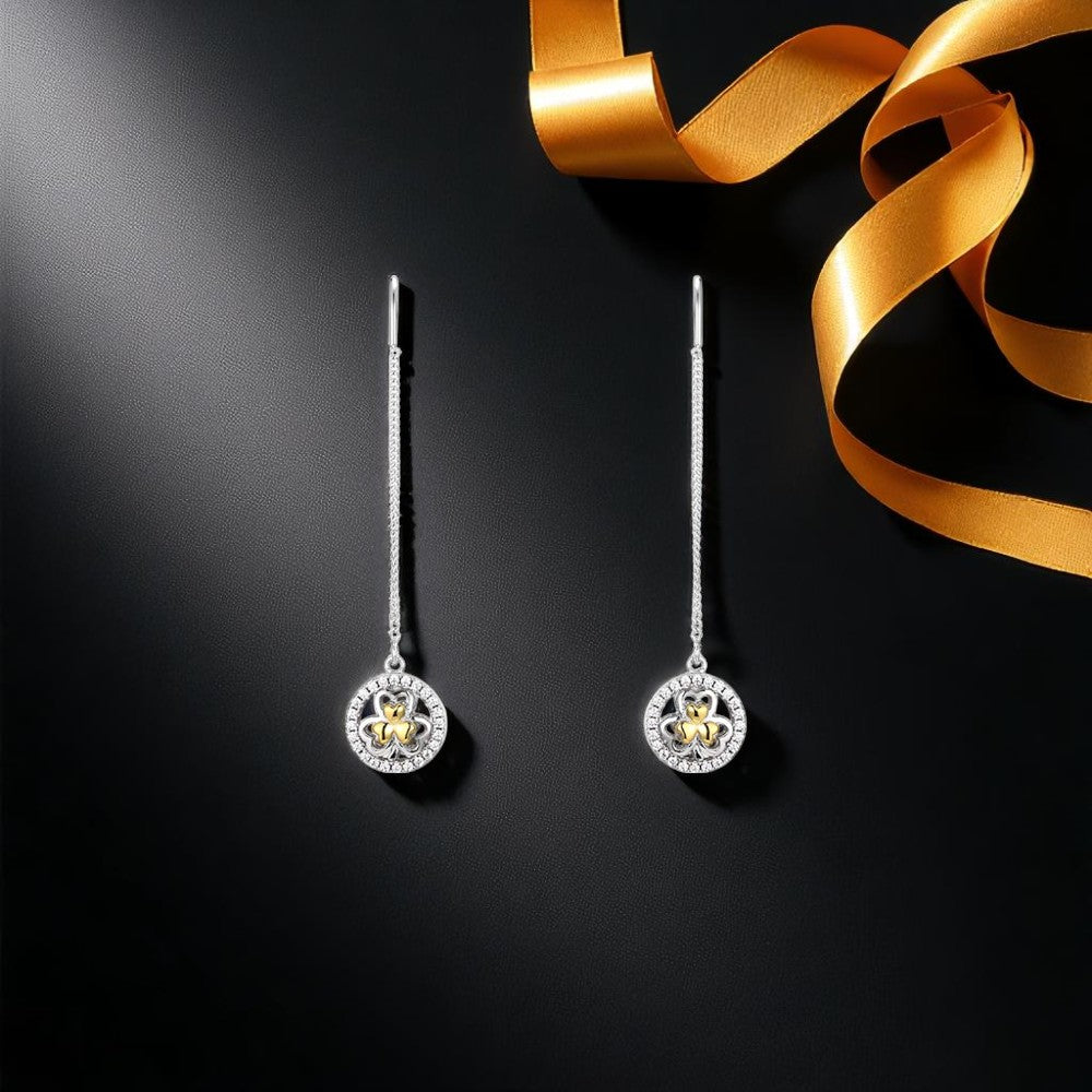 Two Tone Shamrock Earrings - Pull Through