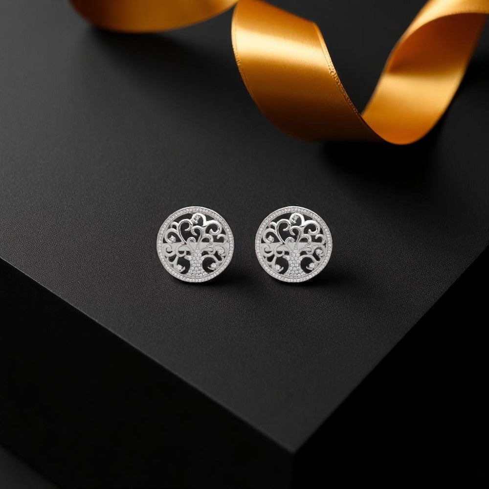 Tree of Life CZ Stud Earring