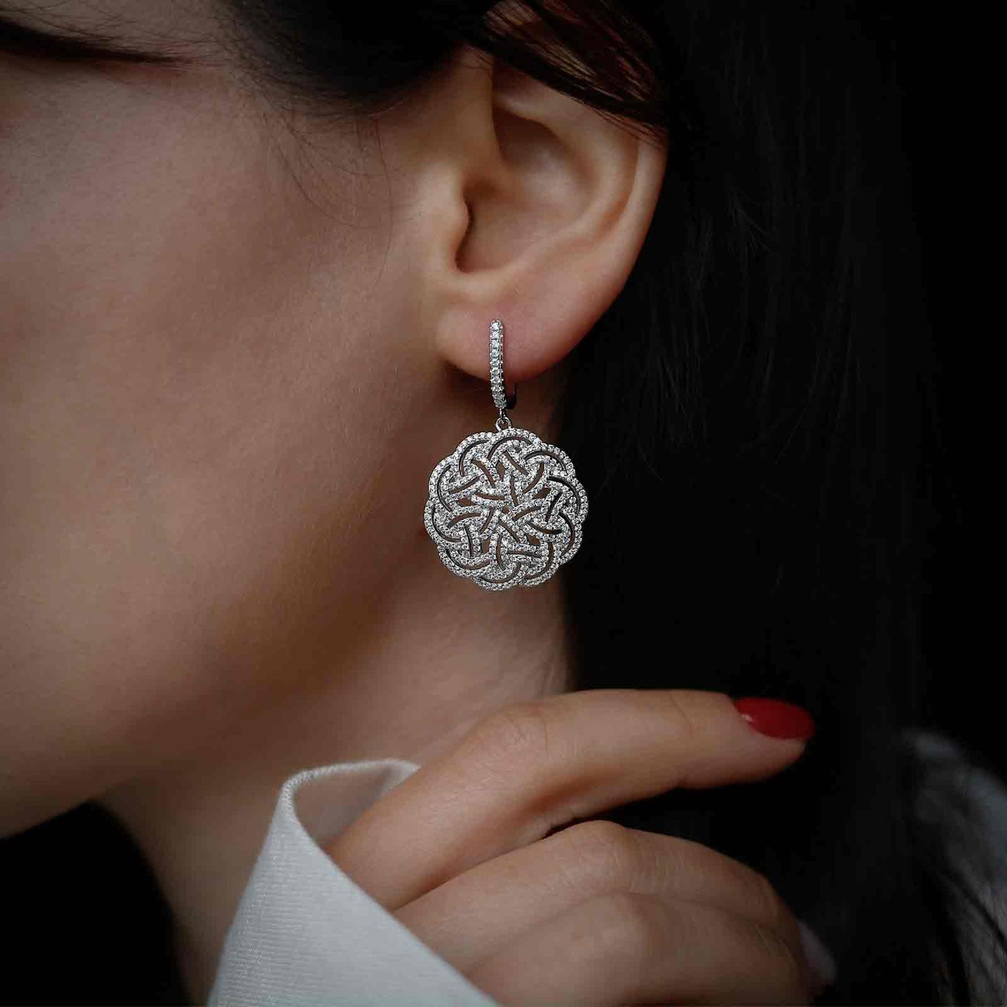 Interlaced Celtic Knot Earrings with Cubic Zirconia