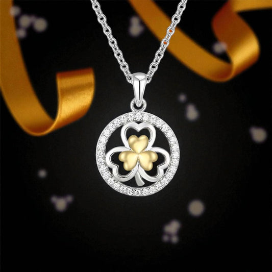 Two Tone Shamrock Pendant - Sterling Silver