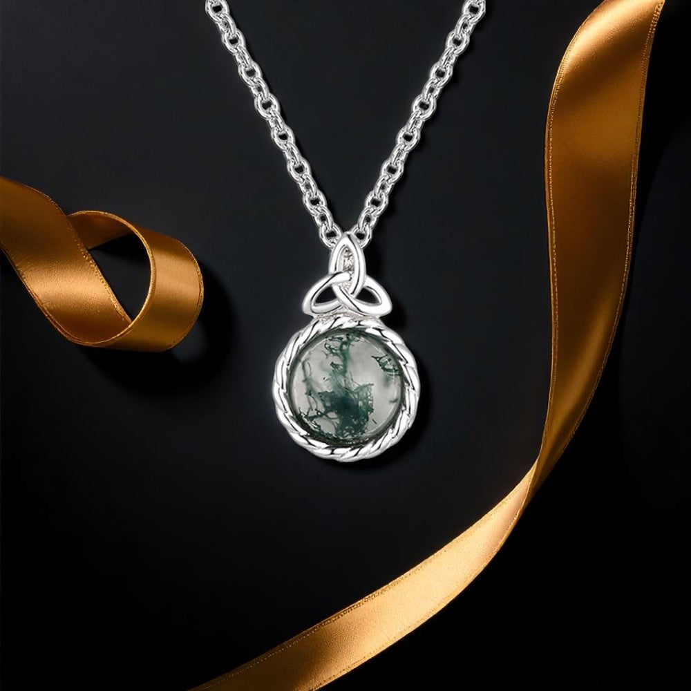 Moss Agate Trinity Pendant