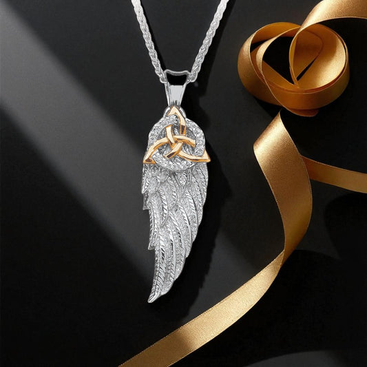 Silver Pendant Trinity and Circle on Angels Wings