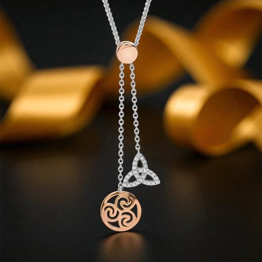Silver with Gold Plated Spirals/ Trinity Pendant