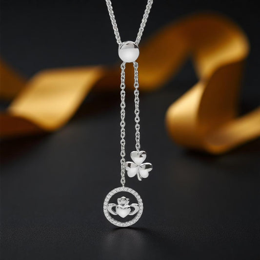 Silver Pendant with Shamrock/ Claddagh Pendant