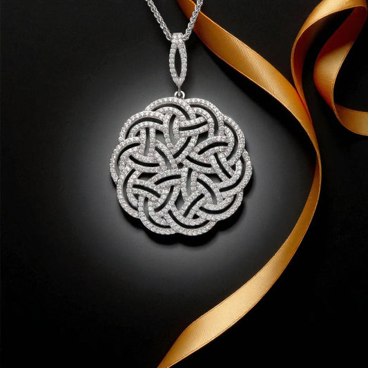 Interlaced Celtic Pattern Pendant with Cubic Zirconia