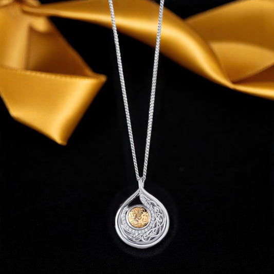 Silver Solstice Pendant Teardrop with 18K Bead Medium