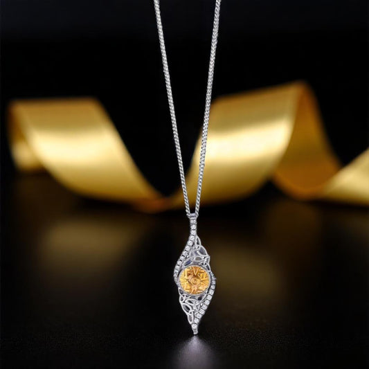 Silver Solstice Pendant Twisted Trinity with 18K Bead Med