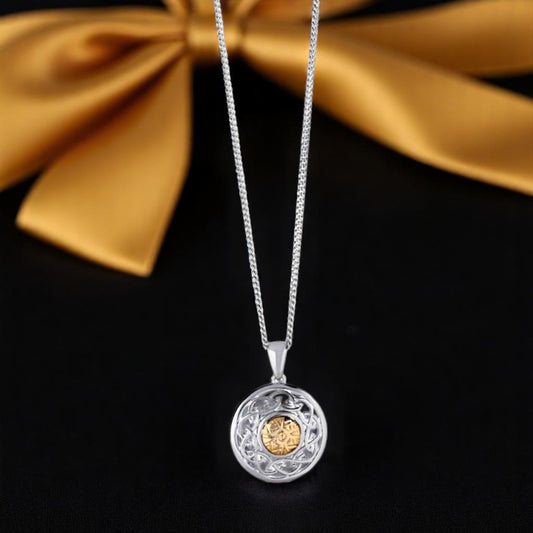 Silver Solstice Pendant Celtic Knot with 18K Bead Medium