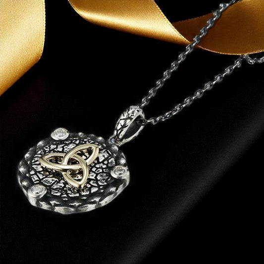 Echoes Sterling & 10K Medium Trinity Pendant 20" Spiga Chain