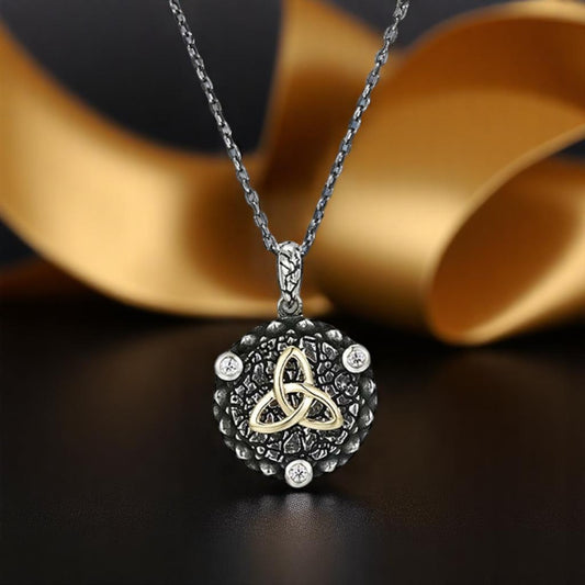 Echoes Sterling & 10K Medium Trinity Pendant 20" Spiga Chain