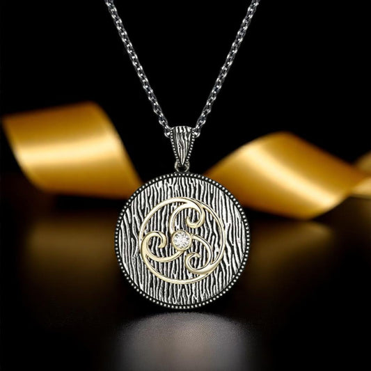 Echoes 30mm Sterling & 10K Celtic Swirls Necklet 24" Box Chain