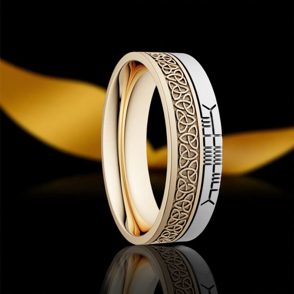 Trinity 7.2mm Wedding Ring with Ogham