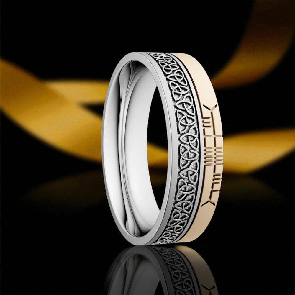 Trinity 7.2mm Wedding Ring with Ogham