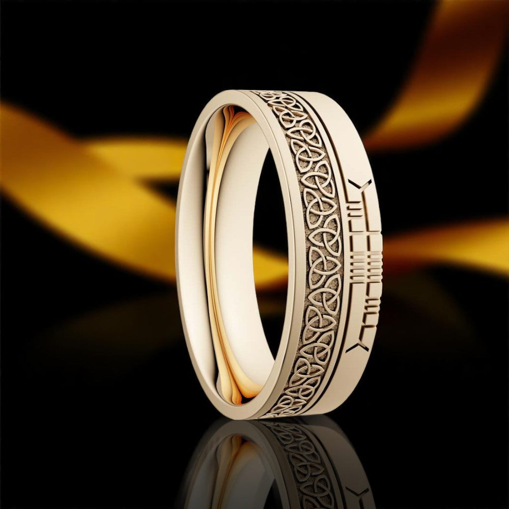 Trinity 7.2mm Wedding Ring with Ogham
