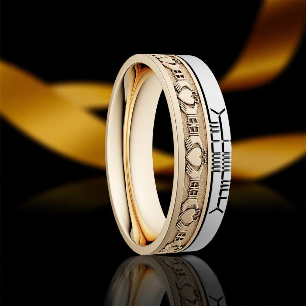 Claddagh 7.2mm Wedding Ring with Ogham