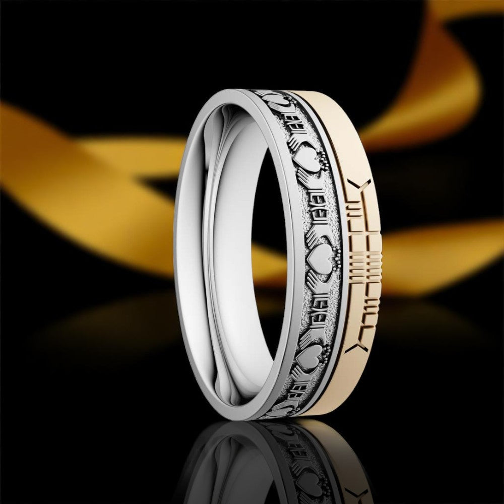 Claddagh 7.2mm Wedding Ring with Ogham