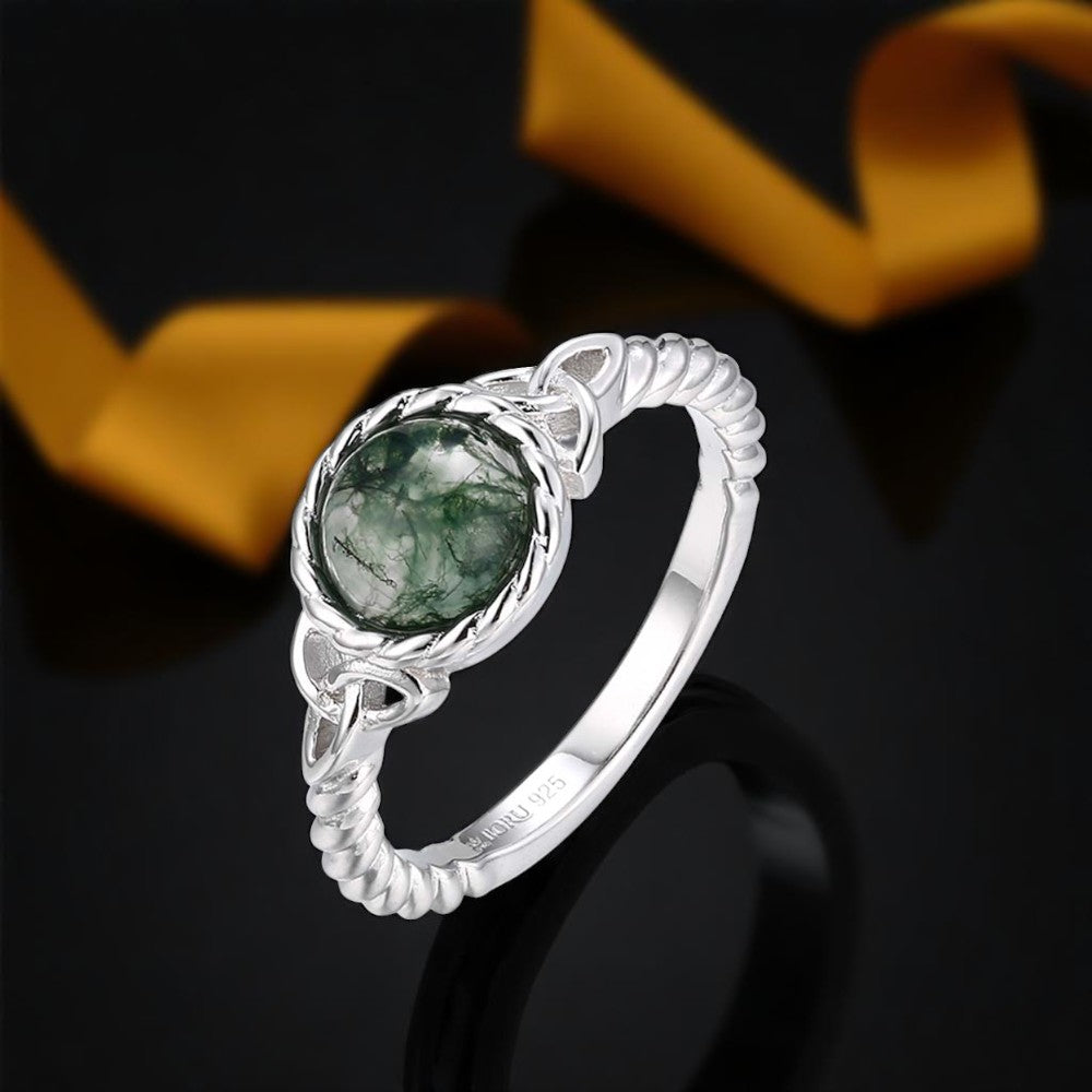 Moss Agate Trinity Ring