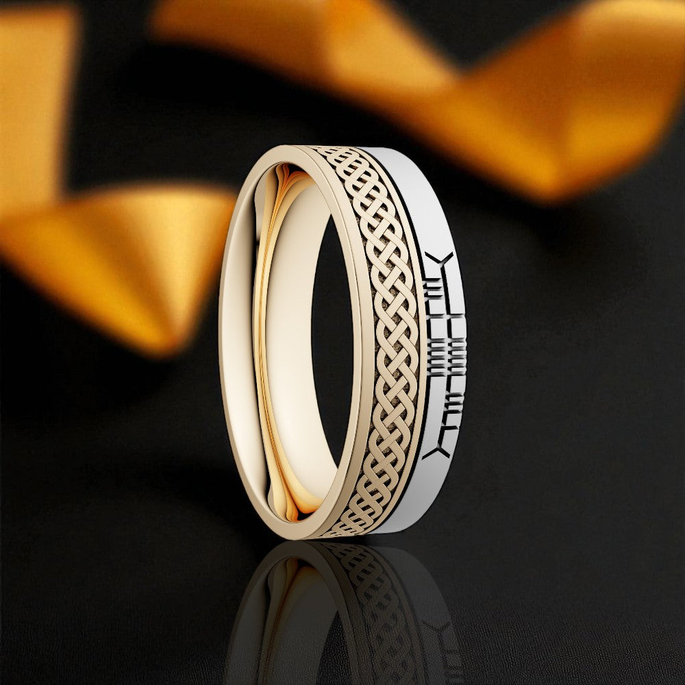 Celtic Knot 7.2mm Wedding Ring with Ogham