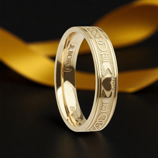Claddagh and Celtic Knot Ring - Narrow