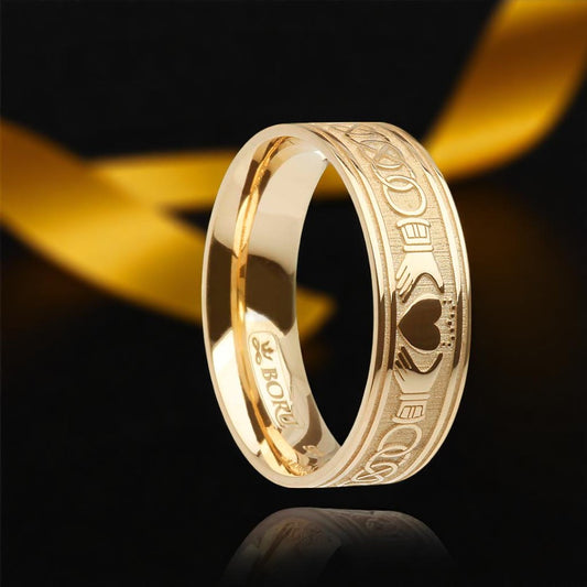 Claddagh and Celtic Knot Ring - Wide