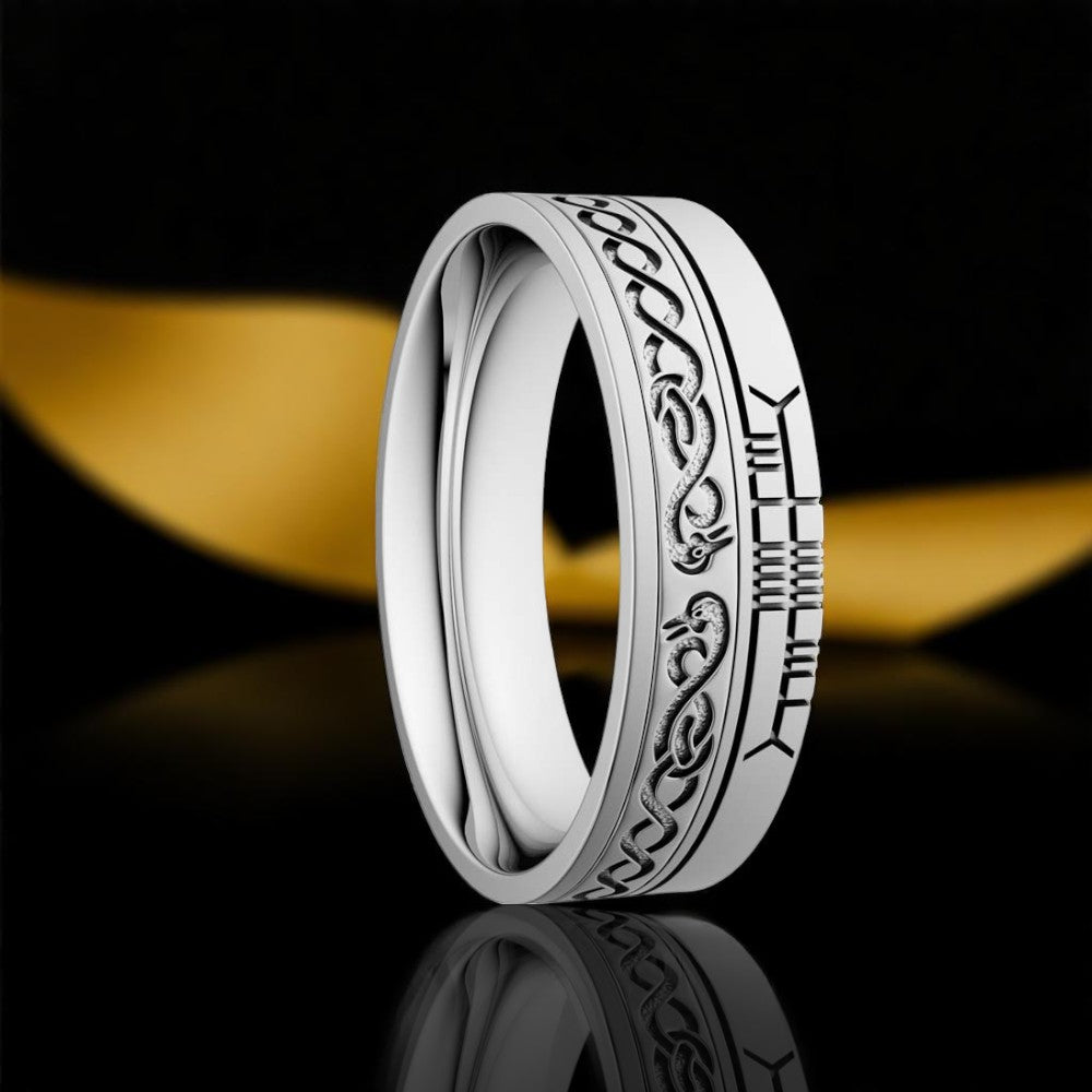 LeCheile 7.2mm Wedding Ring with Ogham