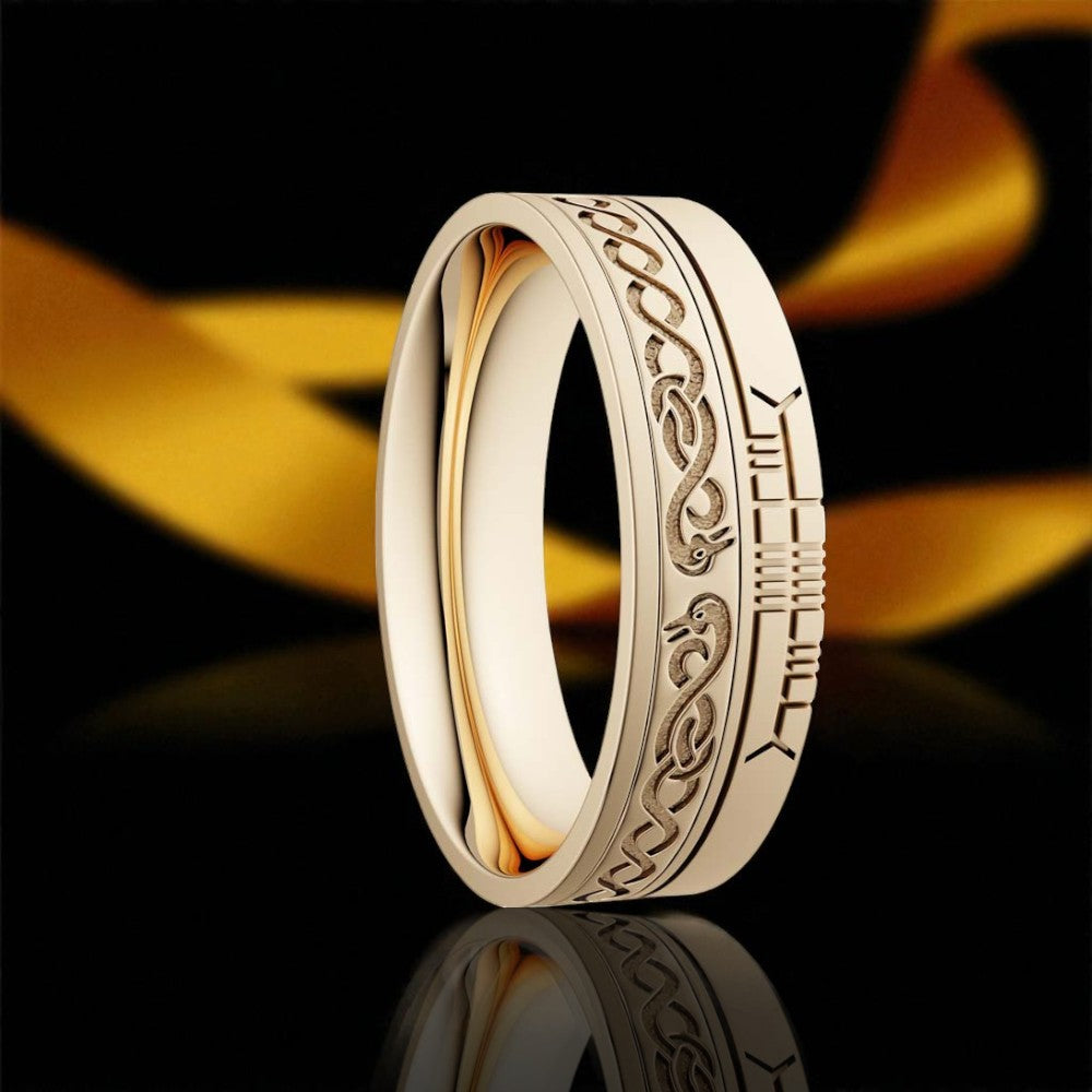 LeCheile 7.2mm Wedding Ring with Ogham