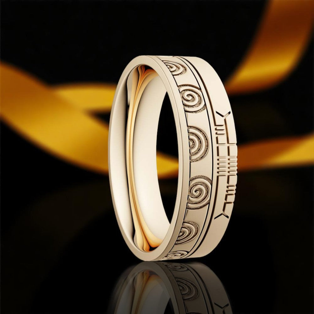 Newgrange 7.2mm Wedding Ring with Ogham
