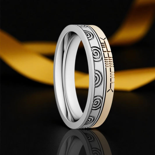 Newgrange Wedding Ring with Ogham - Narrow