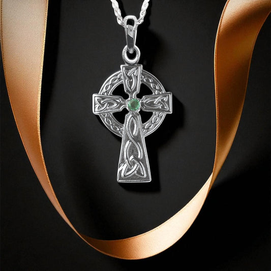 Traditional Celtic Cross with Emerald