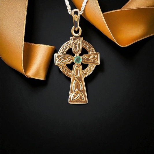 Traditional Celtic Cross with Emerald