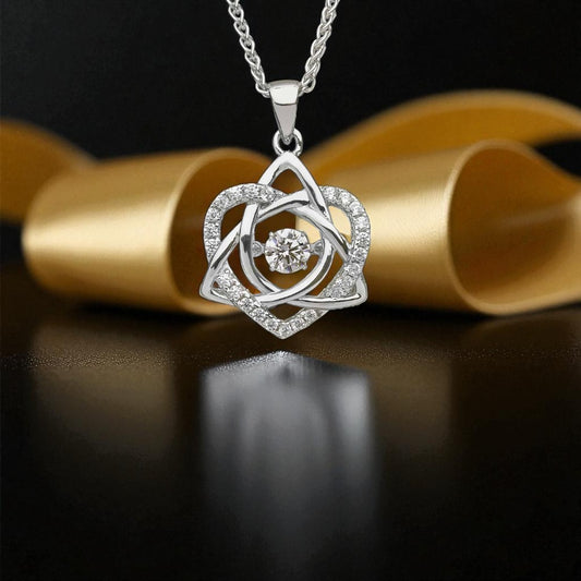 Silver Pendant Dancing Stone Trinity & Heart