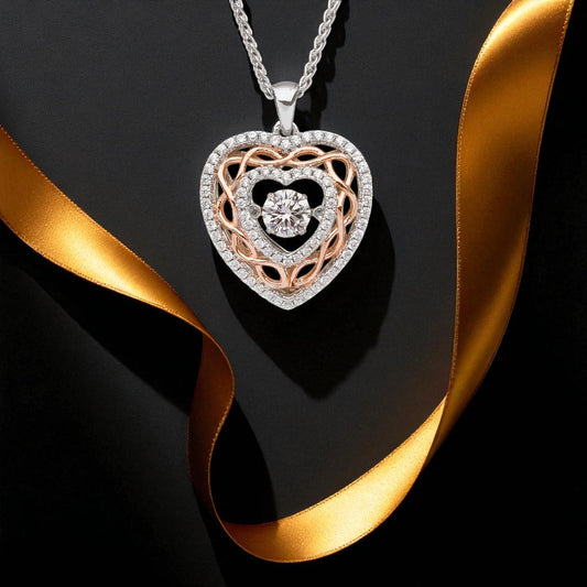 Silver Pendant Dancing Stone Celtic Knot Heart