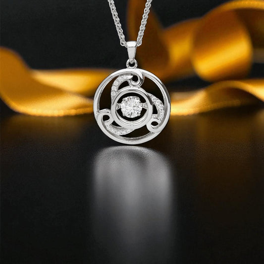 Silver Pendant Dancing Stone Triskele Disc