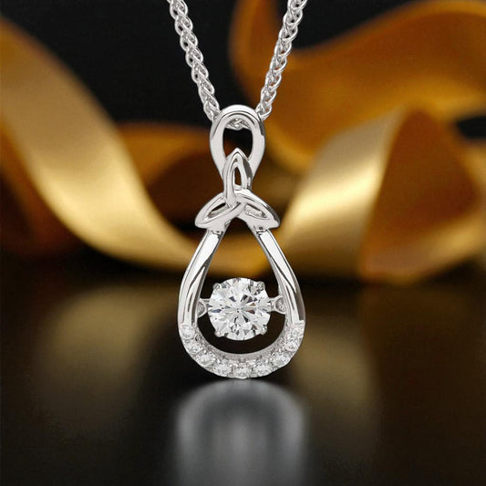 Silver Pendant Dancing Stone Trinity Drop