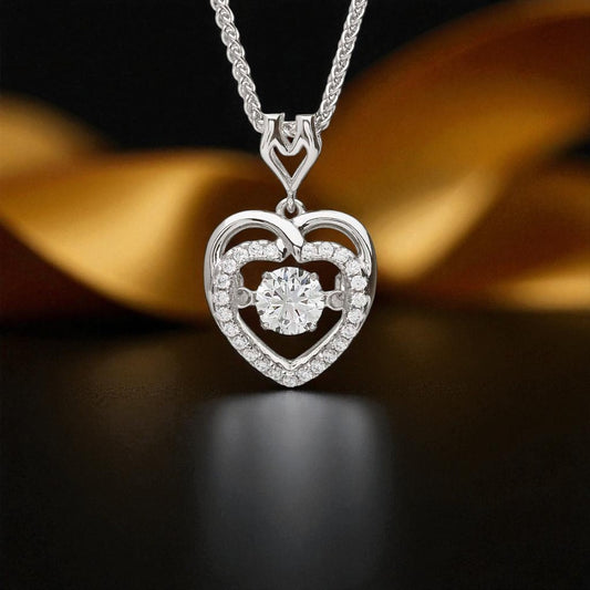 Silver Pendant Dancing Stone Heart