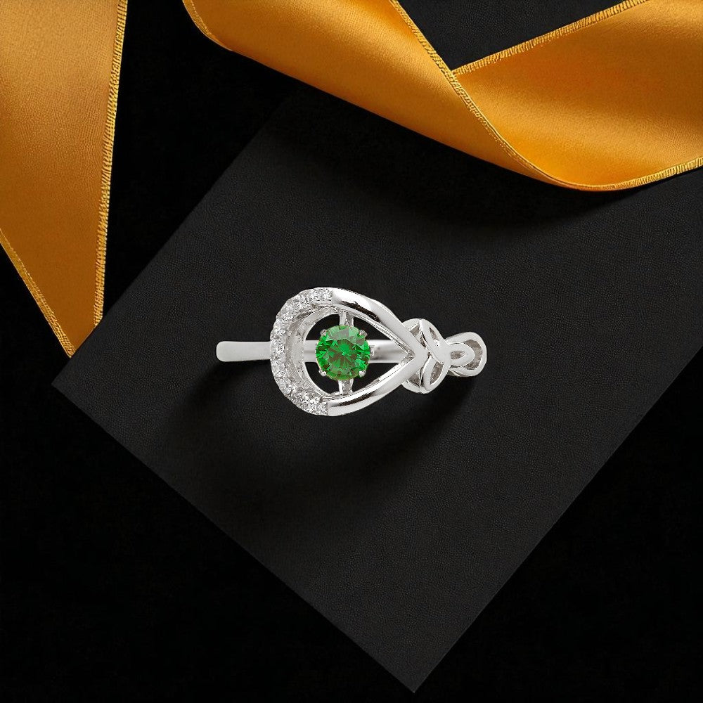 Dancing Green Stone Trinity Drop Ring