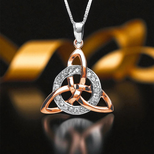 Silver Pendant Celtic Trinity and Circle Stone Set