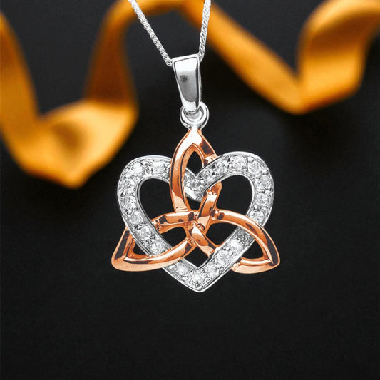 Silver Pendant Celtic Trinity Heart Stone Set