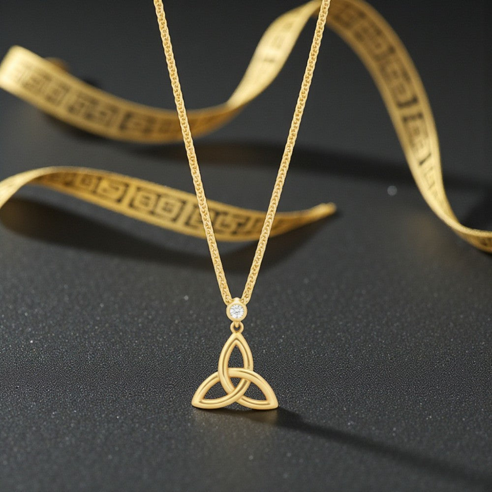 14K Gold Vermeil Trinity Pendant with Cubic Zirconia