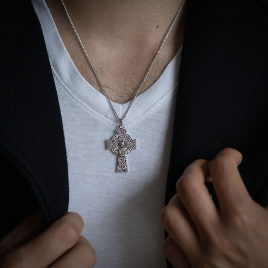 Silver & 18K Gold Bead Large Celtic Warrior Cross