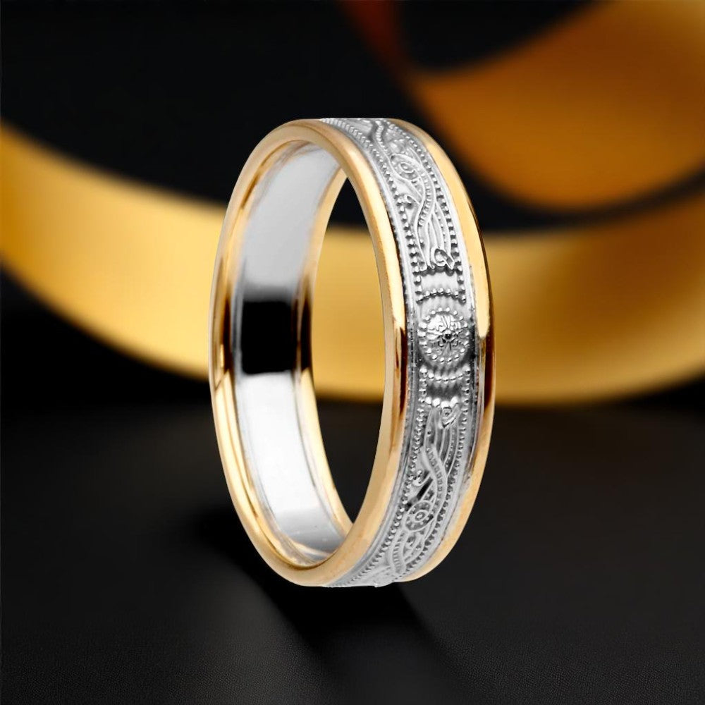 Celtic Warrior Ring - Very Narrow with Yellow Trims