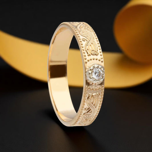 Celtic Warrior Ring - Narrow with Diamond