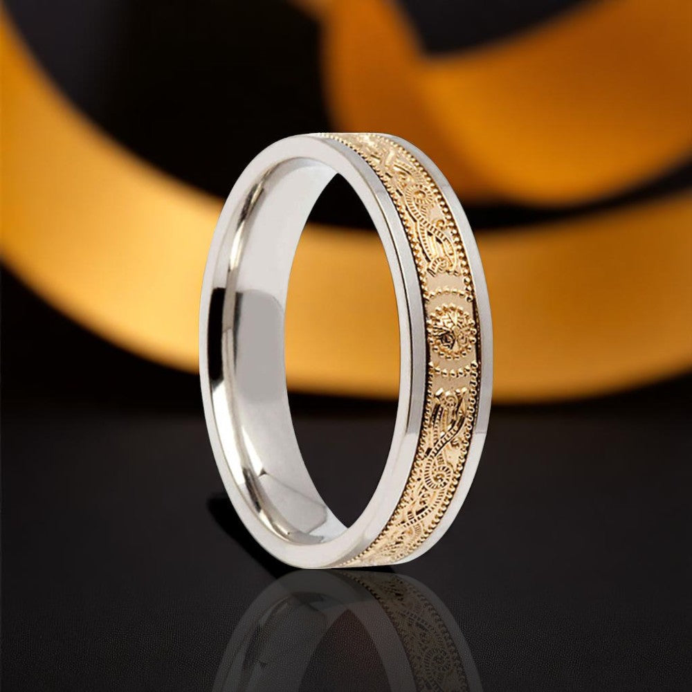 5mm Court Celtic Warrior Ring - with White Rails