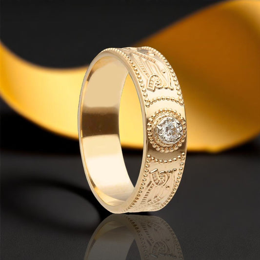 Celtic Warrior Ring - Medium with Diamond