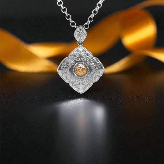 Silver Pendant Kite Style with 18K Gold Bead