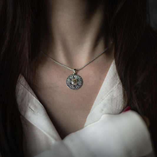 Silver Pendant Medium Disc with Bead